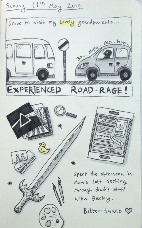 A diary entry on driving, road-rage, and loft-clearance