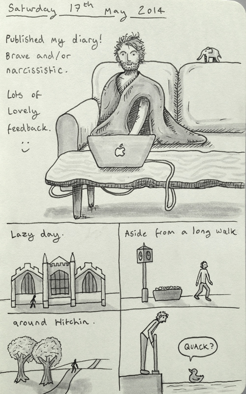 A diary entry on diaries, lazy days, and Hitchin