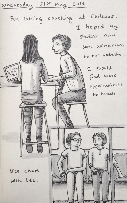 A diary entry on coaching, animation, and nice chats