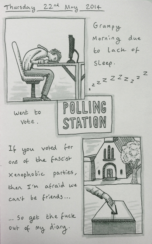 A diary entry on grumpiness, voting, and xenophobia