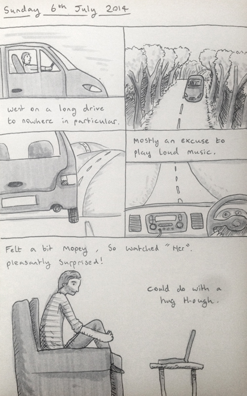 A diary entry on long drives to nowhere, Her, and physical contact withdrawal