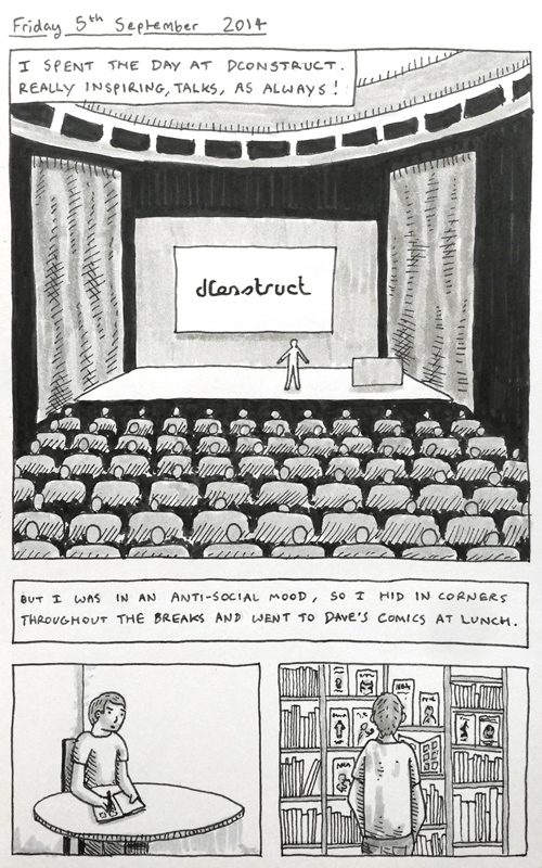 A diary entry on dConstruct, inspiring talks, feeling anti-social, and buying a bunch of comics